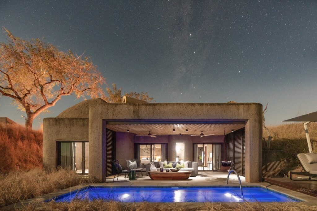 Earth Lodge Suite at Night