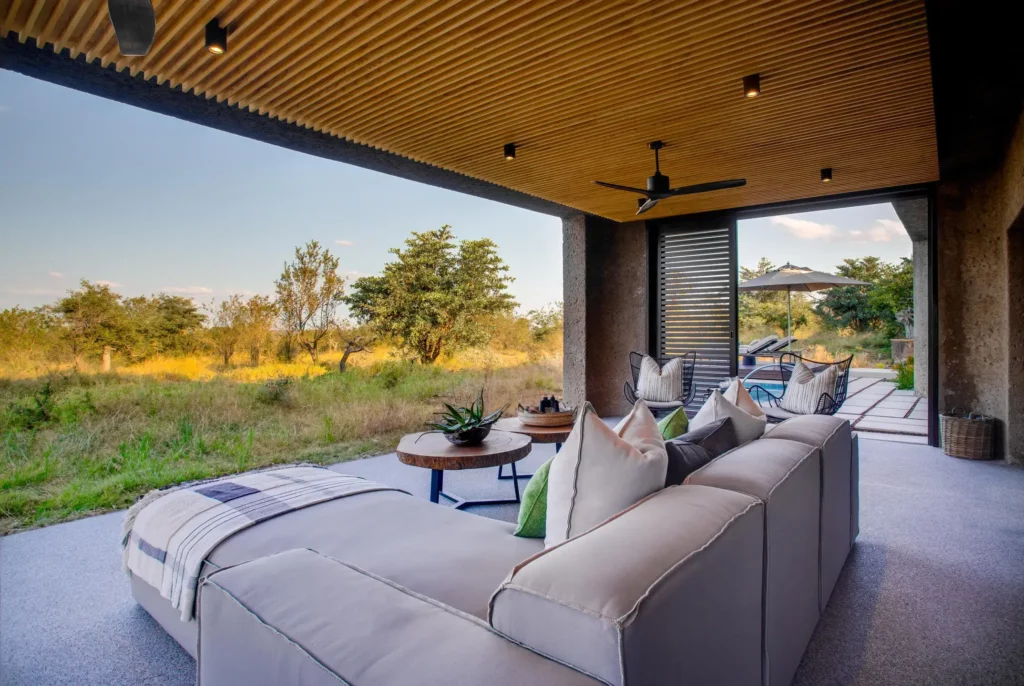 Lounge at Amber Villa at Sabi Sabi Earth Lodge