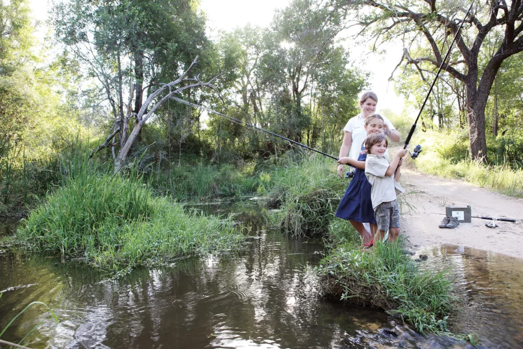 Fishing at Londolozi with kids