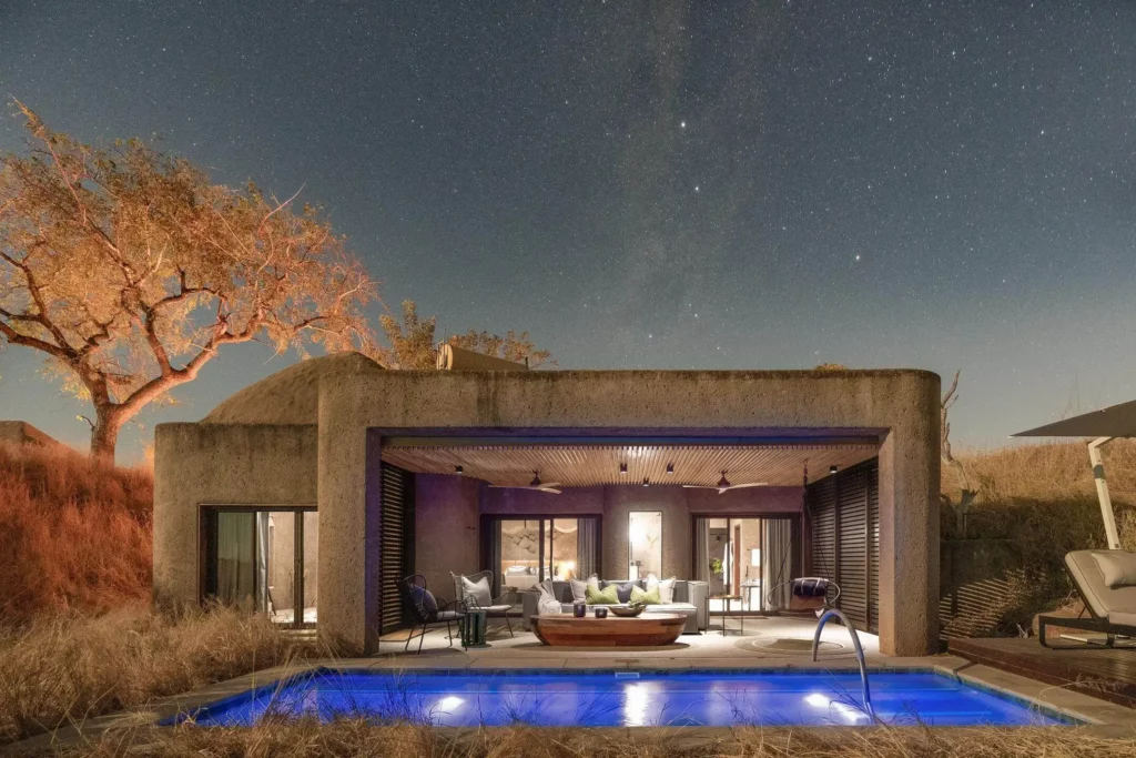Sabi Sabi Earth Lodge Luxury Suite at Night